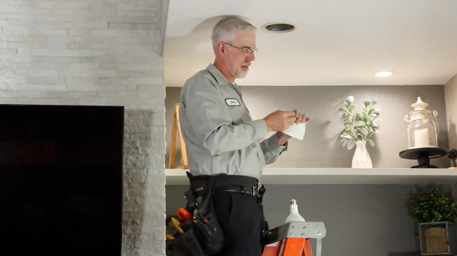 M&M electrician installing recessed lighting