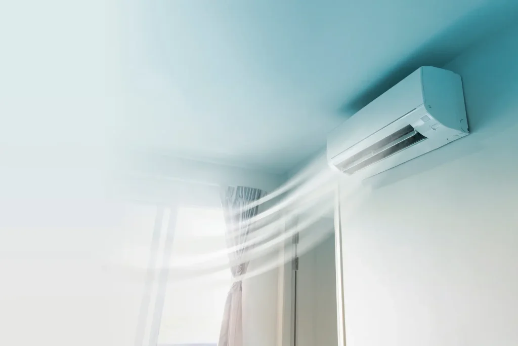 Ductless mini-split indoor unit mounted on a wall