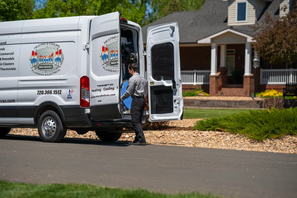 M&M plumbing service vehicle
